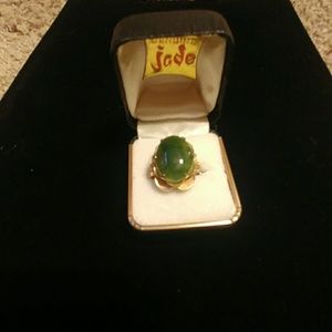 Genuine Jade & Gold Cocktail Ring
